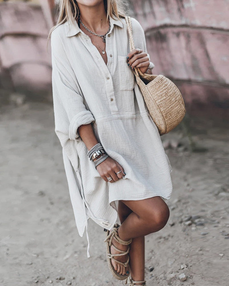 DALIA – Stylish Cotton Blend Shirt Dress for Effortless Everyday Chic